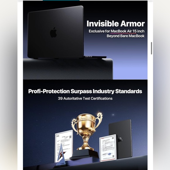 MacBook Air 15” Ultra-Thin Armor Protective Case-Noble Black Clear Matte Finish